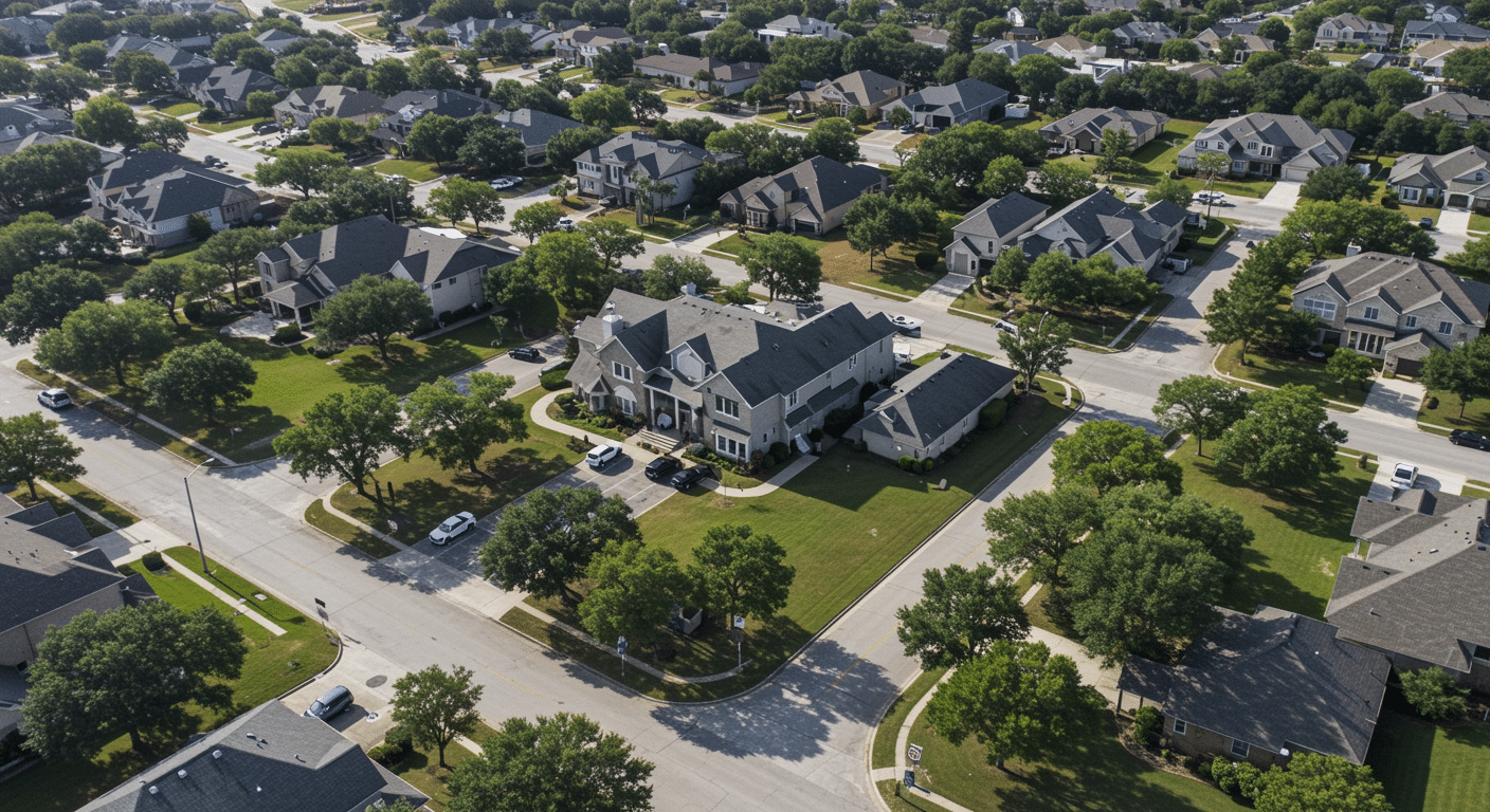 aerial view of a neighborhood